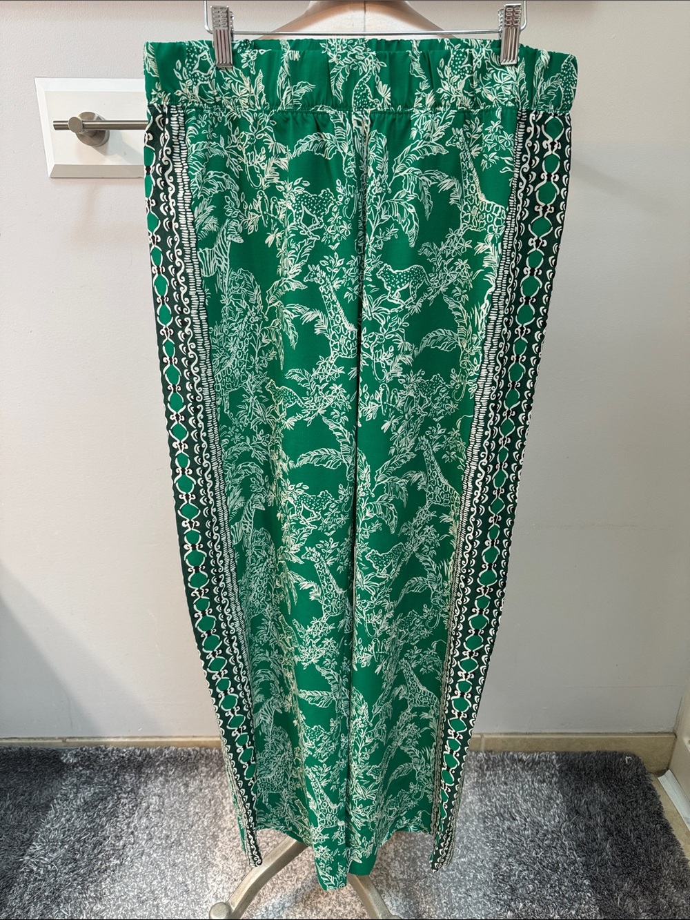 Lilly Pulitzer Bal Harbour Pants Fiddle Leaf Green Safari Party SZ. L NWOT